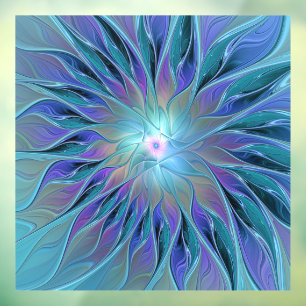 Blaue Lila Blume Traumstrecke Airolo - Fraktal Fensteraufkleber