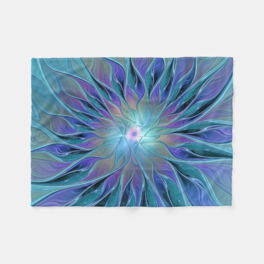 Blaue Lila Blume Traumstrecke Airolo - Fraktal Fleecedecke (Vorderseite (Horizontal))