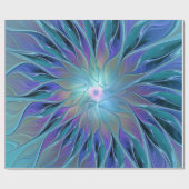 Blaue Lila Blume Traumstrecke Airolo - Fraktal Geschenkpapier (Flach)