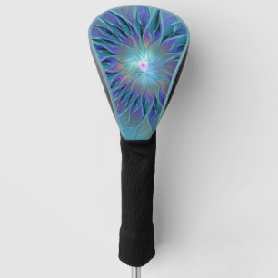 Blaue Lila Blume Traumstrecke Airolo - Fraktal Golf Headcover