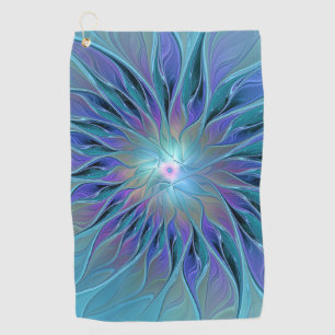 Blaue Lila Blume Traumstrecke Airolo - Fraktal Golfhandtuch