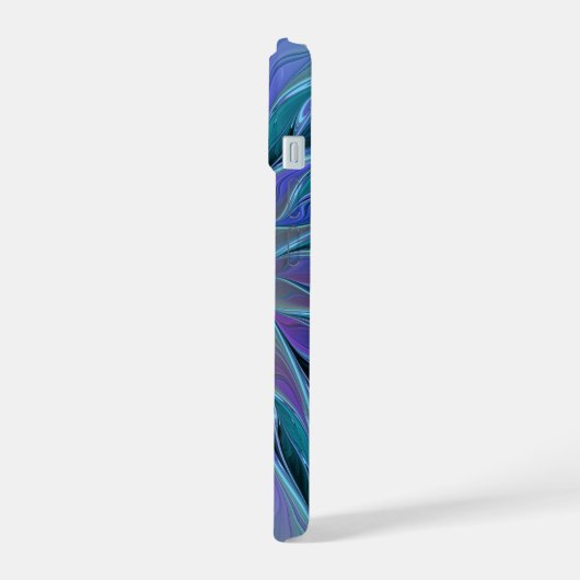 Blaue Lila Blume Traumstrecke Airolo - Fraktal iPhone 15 Hülle (Linke Seite)