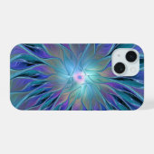 Blaue Lila Blume Traumstrecke Airolo - Fraktal iPhone 15 Hülle (Rückseite (Horizontal))