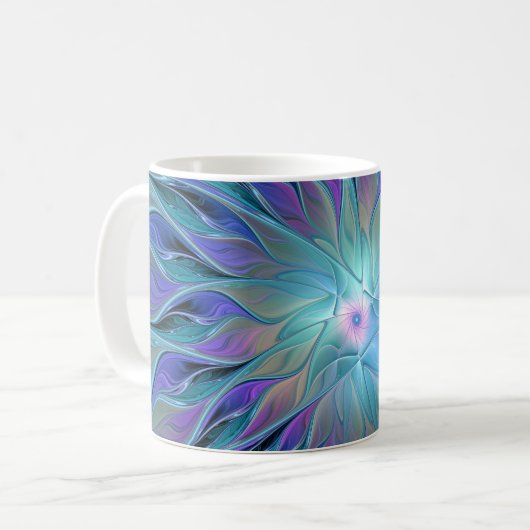 Blaue Lila Blume Traumstrecke Airolo - Fraktal Kaffeetasse (Vorderseite Links)