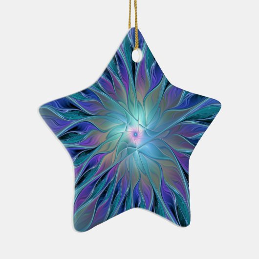 Blaue Lila Blume Traumstrecke Airolo - Fraktal Keramik Ornament (Rechts)