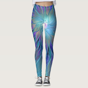 Blaue Lila Blume Traumstrecke Airolo - Fraktal Leggings