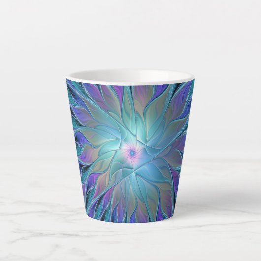 Blaue Lila Blume Traumstrecke Airolo - Fraktal Milchtasse (Vorderseite)