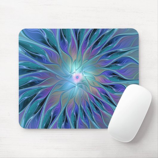 Blaue Lila Blume Traumstrecke Airolo - Fraktal Mousepad (Mit Mouse)