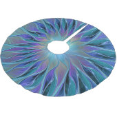 Blaue Lila Blume Traumstrecke Airolo - Fraktal Polyester Weihnachtsbaumdecke (Schrägansicht)