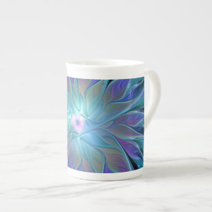 Blaue Lila Blume Traumstrecke Airolo - Fraktal Porzellantasse