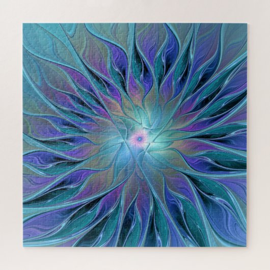 Blaue Lila Blume Traumstrecke Airolo - Fraktal Puzzle (Horizontal)