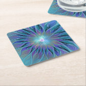 Blaue Lila Blume Traumstrecke Airolo - Fraktal Rechteckiger Pappuntersetzer (angewinkelt)