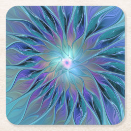 Blaue Lila Blume Traumstrecke Airolo - Fraktal Rechteckiger Pappuntersetzer