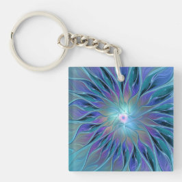 Blaue Lila Blume Traumstrecke Airolo - Fraktal Schlüsselanhänger
