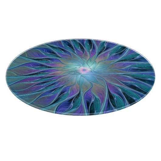 Blaue Lila Blume Traumstrecke Airolo - Fraktal Schneidebrett (Ecke)