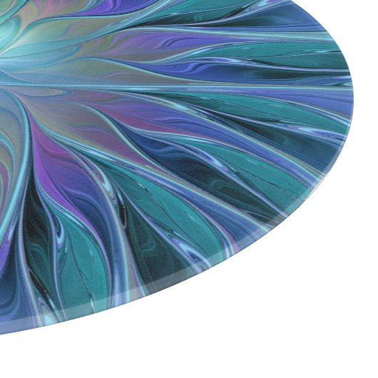 Blaue Lila Blume Traumstrecke Airolo - Fraktal Schneidebrett (Ecke)