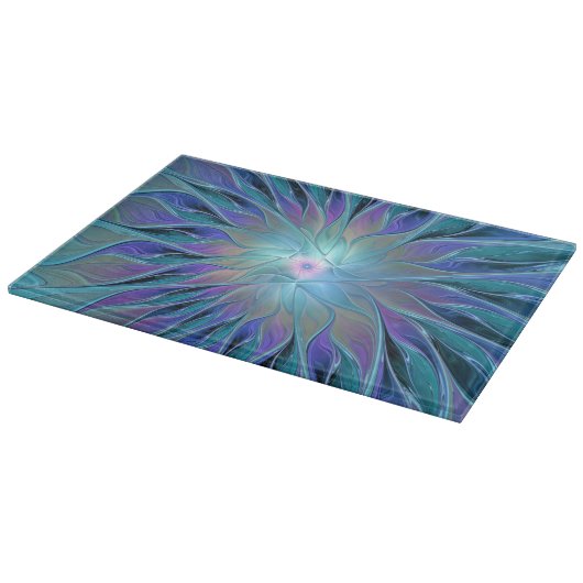 Blaue Lila Blume Traumstrecke Airolo - Fraktal Schneidebrett (Ecke)