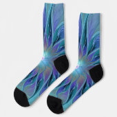 Blaue Lila Blume Traumstrecke Airolo - Fraktal Socken (Linkes Detail)