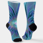Blaue Lila Blume Traumstrecke Airolo - Fraktal Socken (Gewinkelt)