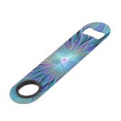 Blaue Lila Blume Traumstrecke Airolo - Fraktal Speed Flaschenöffner (Rückseite Schrägansicht)