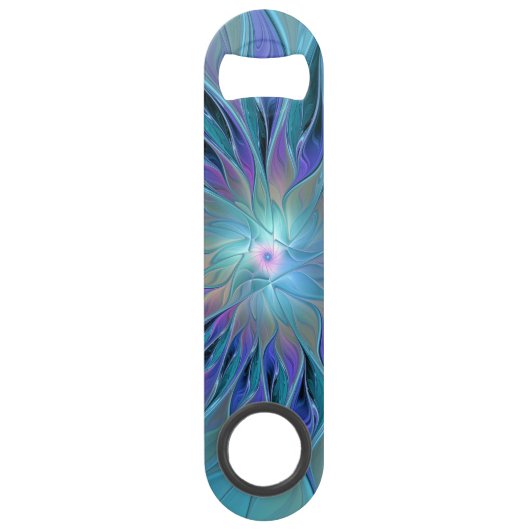 Blaue Lila Blume Traumstrecke Airolo - Fraktal Speed Flaschenöffner (Vorderseite)