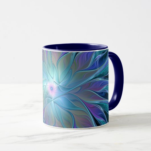 Blaue Lila Blume Traumstrecke Airolo - Fraktal Tasse (VorderseiteRechts)