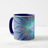 Blaue Lila Blume Traumstrecke Airolo - Fraktal Tasse (Vorderseite Links)