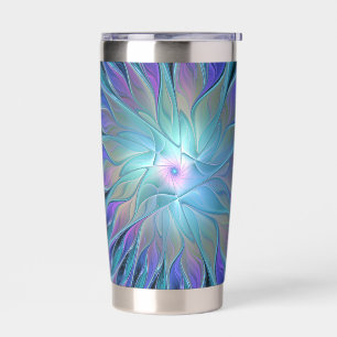 Blaue Lila Blume Traumstrecke Airolo - Fraktal Thermobecher