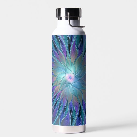 Blaue Lila Blume Traumstrecke Airolo - Fraktal Trinkflasche (Links)