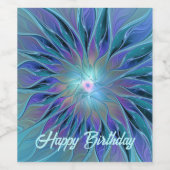 Blaue Lila Blume Traumstrecke Airolo - Fraktal Weinetikett (Einzelnes Label)