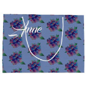 Blaue Lila Blume Zeichnend Geschenktasche Große Geschenktüte (Rückseite)