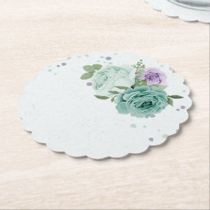 blaue lila Blumen Grün Botanik Papier Küste Untersetzer
