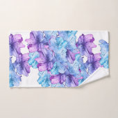Blaue lila Blumen-Illustration Badhandtuch Set (Handtuch)
