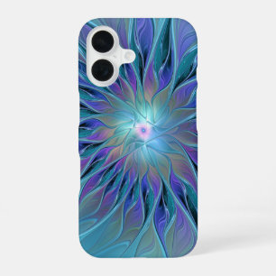 Blaue Lila Blumen Traum Abstrakt Fraktal Kunst iPhone 16 Hülle