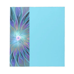 Blaue Lila-Blumen-Traum-Abstrakte Fraktal-Kunst Notizblock