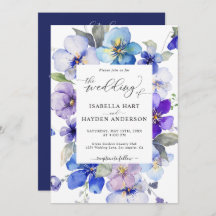 Blaue Lila Blüte in 1 QR-Code Hochzeit