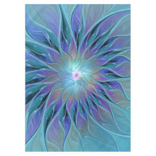 Blaue Lila-Blüten-Traum-Abstrakte-Fraktal-Kunst Tischdecke