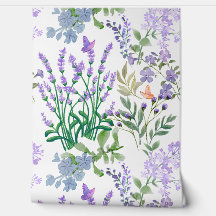 Blaue Lila Botanische Blumen Tapete