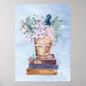 Blaue Lila Bücher und Blume Kunst und Kultur Poster (Vorne)