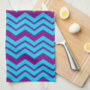 Blaue Lila Chevron-Zickzack-Design  Geschirrtuch