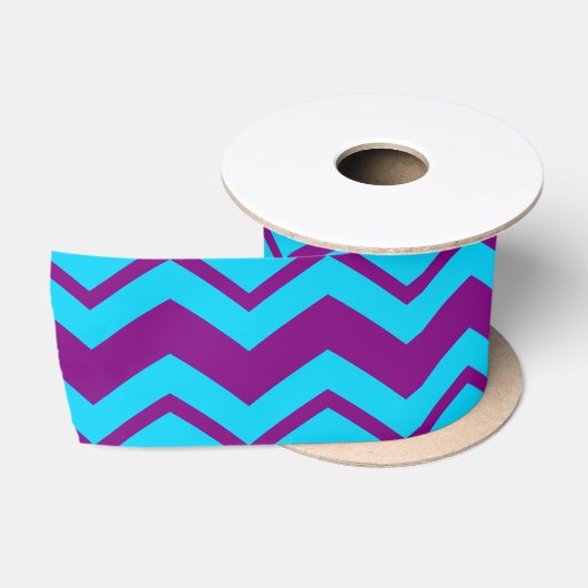Blaue Lila Chevron-Zickzack-Muster Satinband (Spule)