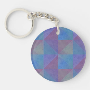 Blaue Lila Dreiecke Geometrisches Muster Schlüsselanhänger