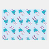 BLAUE & LILA FERIENBÄUME CANDY CANDY CANES GESCHENKPAPIER SET (Vorderseite)