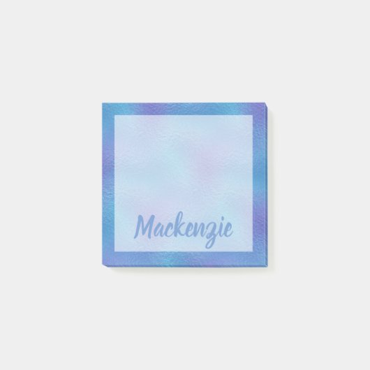 Blaue Lila Flasche Irisierter Shimmer Name Post-it Klebezettel (Vorderseite)