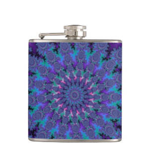 Blaue lila Fraktal-Krawatten-Trippy Spaß-Flasche Flachmann