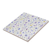 Blaue Lila Gelbe Aquarell-Wildblumenmuster Fliese (Seite)
