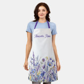 Blaue Lila Gelbe Wilde Blume Benutzername Schürze (Getragen)