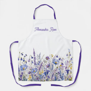Blaue Lila Gelbe Wilde Blume Benutzername Schürze