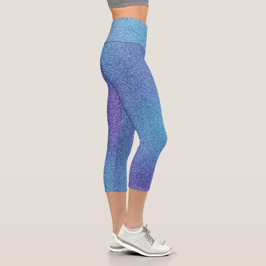 Blaue Lila Glitzer Capri Leggings (Rechts)
