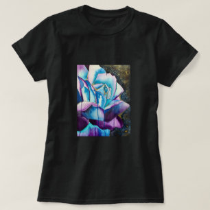 Blaue lila gothische Aquarell-Rosenkunst T-Shirt